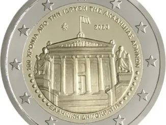 Greek 2-euro commemorative coin, 2026, celebrating the centenary of the founding of the Academy of Athens